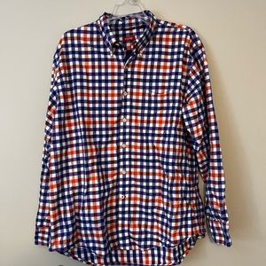 Izod Button Up Sport Shirt Plaid Men’s Large Orange/Purple
